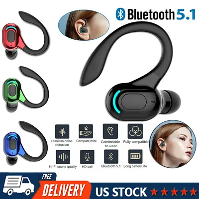 New Bluetooth 5.1 Headset Wireless Earbuds Earphones Stereo Headphones Ear Hook • $6.85