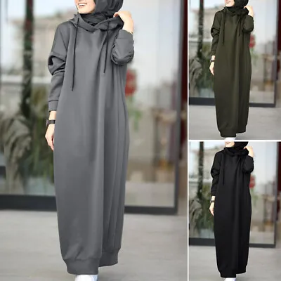 £24.65 • Buy ZANZEA Women Hooded Hoodies Jumper Sweatshirt Dress Casual Abaya Arab Long Dress