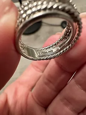David Yurman Crossover Silver Diamond Ring Size 7 C-03 • $435