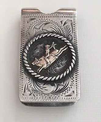 Super Rare Antique Handmade Vogt Sterling Silver 10K Gold Bull Riding Money Clip • $295