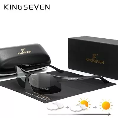 Photochromic Polarized Men Sunglasses Fashion Outdoor Retro Black Glasses UV400 • $30.69