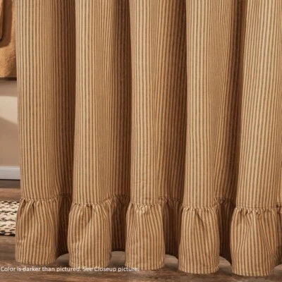 $47.95 • Buy Black Sturbridge Shower Curtain Ticking Stripe Ruffle Border Primitive 72x72