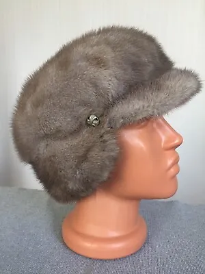 Mink Hat Real Genuine Fur Women's Size M 55 Cm/ 21.6 In  Gray Vingate Luxury Cap • $20