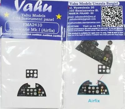 Yahu Models YMA2410 Hurricane Mk.I Instrument Panel For Airfix 1/24 • £11.30