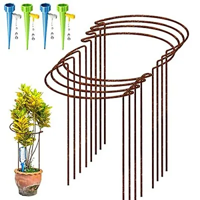 £17.97 • Buy 8 Pack Rusty Bow Plant Support Stakes Half Round Flower Support Ring Cage Frame