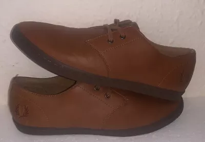 Mens Leather Brown Shoes By Fred Perry Size 6 Hardly Worn & Brilliant Condition • £20