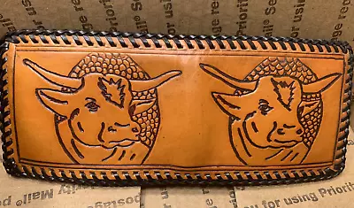 Wallet Bifold Hand Tooled Genuine Leather New Old Stock USA Made Toro The Bull • $49.96