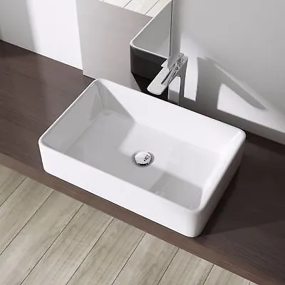 £64.90 • Buy Bathroom Wash Basin Sink Ceramic Counter Top Rectangle White Thin Edge 580x380mm