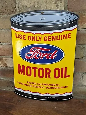 Vintage 1932 Ford Motor Company Motor Oil Can Porcelain Gas Sign 16  X 11.5  • $165.99