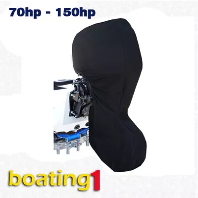 Full Outboard Boat Motor Engine Cover Dust Rain Protection Black - 70hp - 150hp • $56