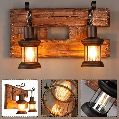 Retro Industrial Rustic Lantern Wall Lamp Steampunk Sconce Hallway Cafe Decor US • $53.23