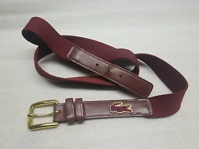 Vintage Lacoste Belt Mens Size 40-42  Stretch Fabric Leather Trim Gator Logo • $19.99