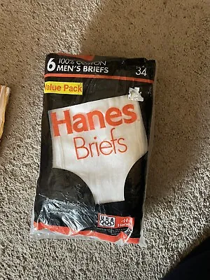 6 Pack Hanes White Briefs 1995 - Vintage Size 34 NOS • $27.95