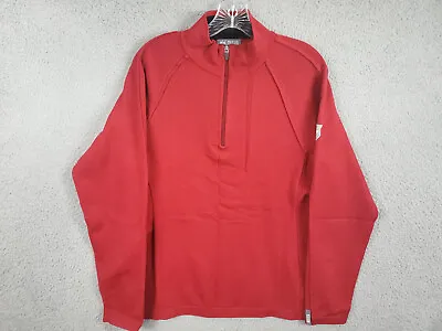 Meister Quarter Zip Wool Blend Sweater Men L Red Baselayer Ski Winter Pullover • $14.99