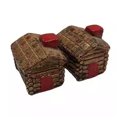 Vintage Salt And Pepper Shaker Set Mid Century Chalkware Log Cabin • $13.50