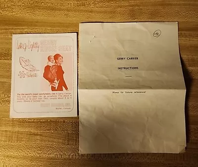 Gerry Carrier Kiddie Seat Instructions Manual Pamphlets Vintage • $9.94