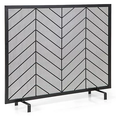 38x31 In Single Panel Fireplace Screen Solid Wrought Iron Mesh Fire Spark Guard • $59.99