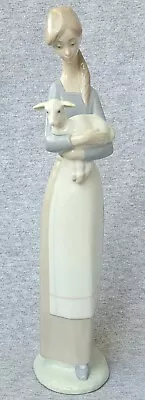 Vintage 1977 LLADRO #4505 Porcelain GIRL WITH LAMB Gloss Finish Retired ~ Mint • $59