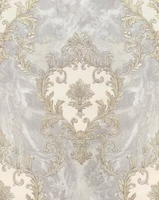 Rasch Sienna Damask Vasari Metallic Italian Grey Luxury Wallpaper 534351 • £23.39