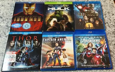 Marvel Cinematic Universe Phase 1 Blu-Ray Collection Iron Man Hulk Thor Avengers • $20