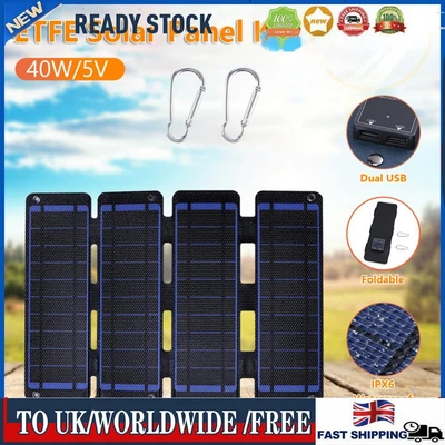 5V 40W Foldable Solar Panel Ultra-thin Waterproof Emergency Power Bank (Blue) • £30.95