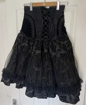 🖤Gothic Skirt 8-12 Petticoat GORGEOUS! Small Corset Boning Lined Mesh Floral 🖤 • £14.99