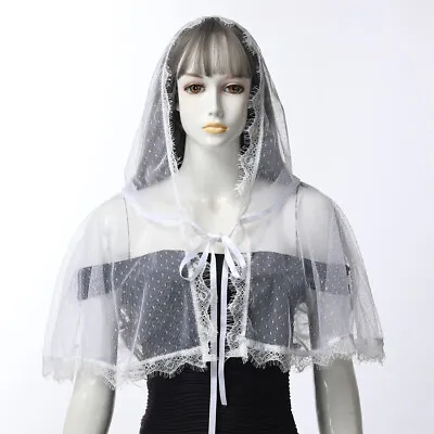 Catholic Church  Women Veil Hooded Mantilla Veil Mass Veil With Hood Cape Lace • £11.99