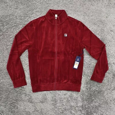 FILA O-Fit Velour Jacket Men Lounge Size S Track All Season Classic Biking Red • $29.75