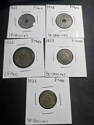 Old French Coin Lot 5 Coins World Coin Lot Foreign Coins B49 • $2.99