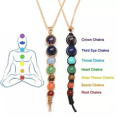 7 Chakra Necklace Balance Jewellery Stone Yoga Meditation Crystal Healing Reiki • £3.11