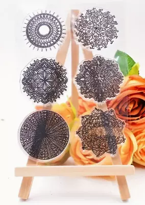 Mandala Doily Design Clear Stamps Texture Card Clay FAST Free Shipping • $11.19