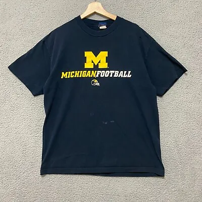 Michigan Wolverines Football Shirt Men's L Navy Blue Short Sleeve NCAA • $5.70