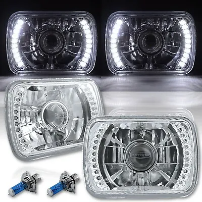 7X6 White LED Halo Projector Halogen Crystal Headlights Angel Eye H4 Light Bulbs • $79.95