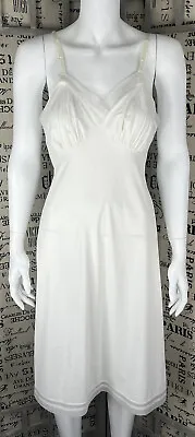 SILKY SLIP DRESS LINGERIE White All Nylon By VAN RAALTE Size 34 • $15.11