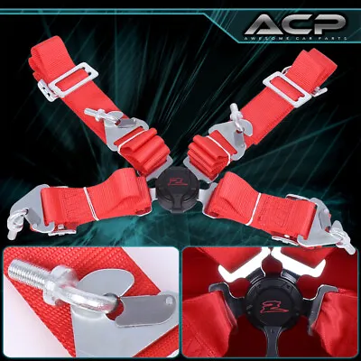 Red 4 Point 2  Cam Center Lock Quick Release Auto Nylon Seat Belt Harness Safety • $25.99