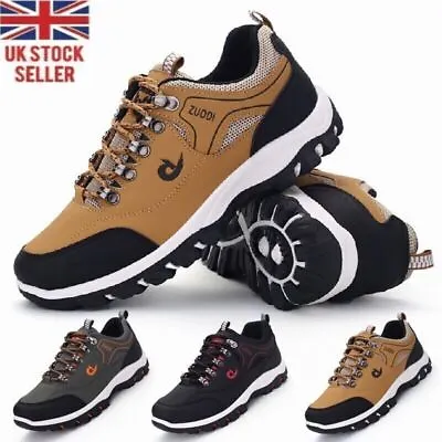 Mens Hiking Boots New Walking Wide Fit Trail Trekking Trainers Shoes Size • £14.98