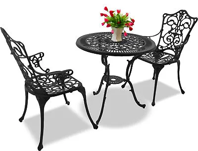 £199 • Buy Homeology TABREEZ Garden & Patio Durable Table & 2 Chairs Black Bistro Set