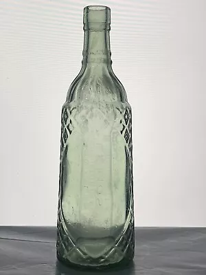 ANTIQUE BOTTLE C.M.BROOKE LEMOS FANCY CORDIAL 7 COUNTRY'S VERSION AQUA 1920's • $1