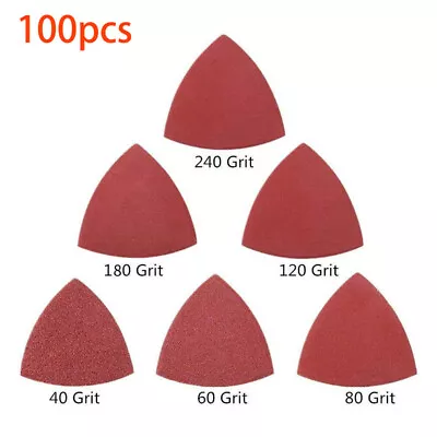 100x Multi-Tool Hook Loop Sandpaper Disc Triangle Sanding Pads For Oscillating • $11.99