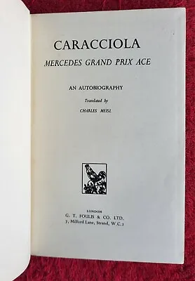 Rudolf Caracciola Mercedes Grand Prix Ace An Autobiography Foulis 1955 • £20