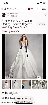 Vera Wang Grey Off The Shoulder Ballgown Wedding Dress / Sleeves Not Included • $550