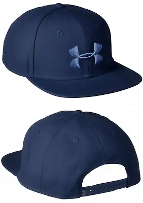 Under Armour Flat Cap Adjustable UA Flat Fit Cap Mens Navy Gym Cap Running Cap • £17.99