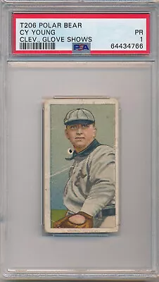 T206 Polar Bear - Cy Young Cleve. Glove Shows-psa 1 Pr (svsc) -freshly Graded! • $1699.99