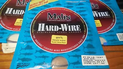 5 Packs Malin Hard-Wire Stainless Steel Leader 25 Lb. Test • $22