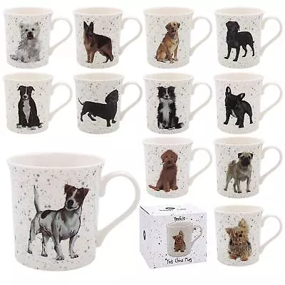 Printed Dog Breed Mugs Canine Pet Lovers Fine China Tea Coffee Cup Boxed Gift UK • £9.95