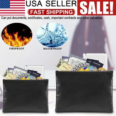 2000℉ Fire Proof Money Bag Fireproof Document Zipper Pouch Waterproof Safe Cash • $9.65