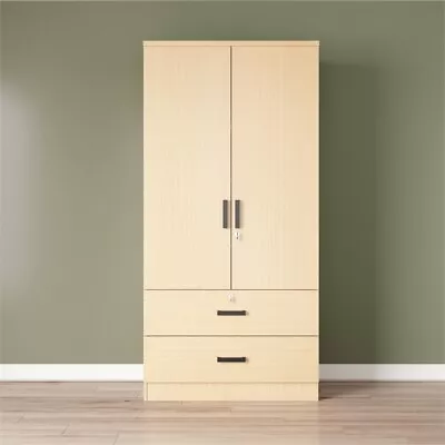Better Home Products Grace Wood 2-Door Wardrobe Armoire With 2-Drawers In Maple • $245.67