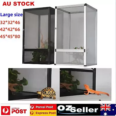 Aluminum Alloy Reptile Enclosure Lizard Terrarium Snake Cage Mesh Black/Sliver • $82.23