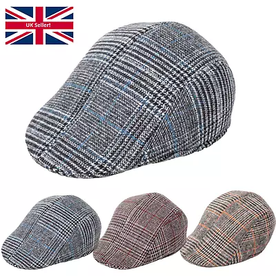 £3.99 • Buy Mens Tweed Check Vintage Herringbone Wool Mix Flat Cap Gatsby Baker Boy Newsboy