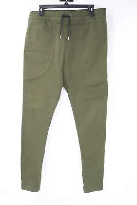 I Love Ugly Pants Mens Large Drop Crotch Drawstring Ankle Zip Green Cotton Blend • $23.99